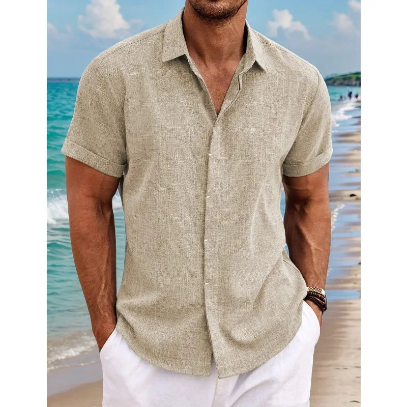 2026 Quality Mens Short Sleeve Linen Shirts