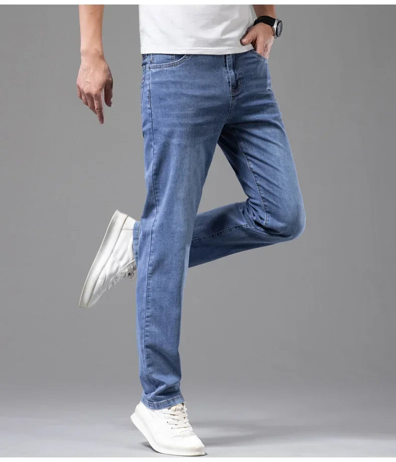 Summer Thin Men's Elastic Cotton Jeans