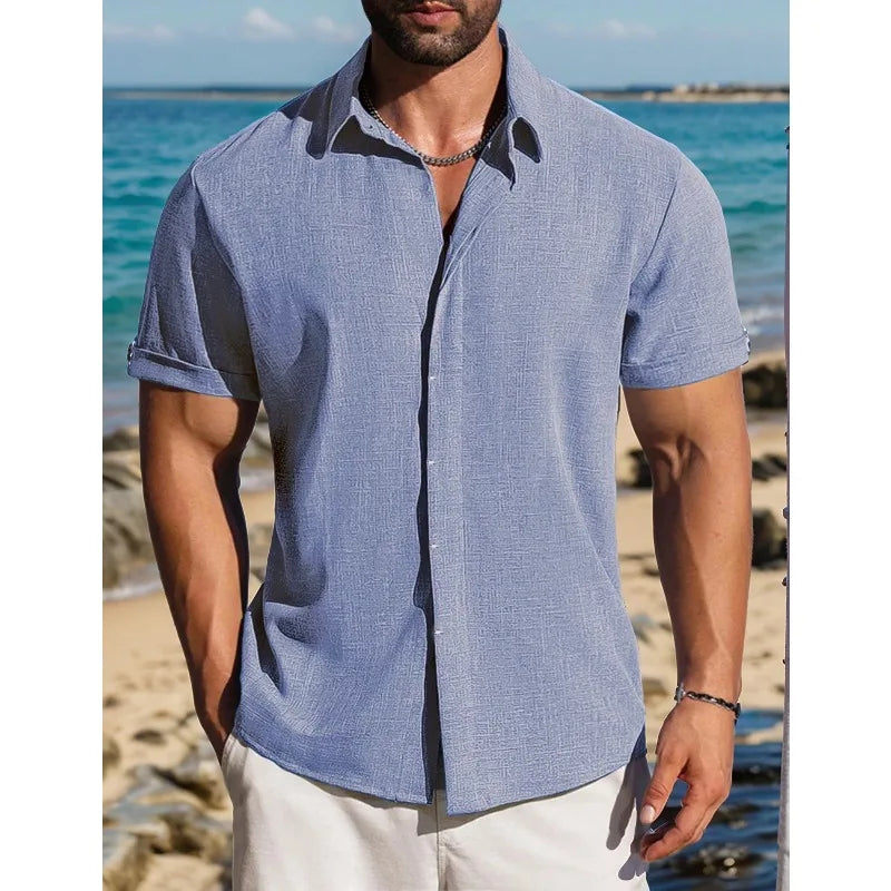 2026 Quality Mens Short Sleeve Linen Shirts