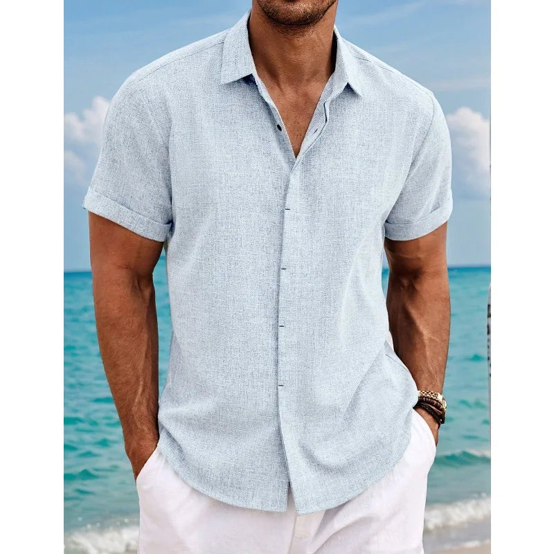 2026 Quality Mens Short Sleeve Linen Shirts