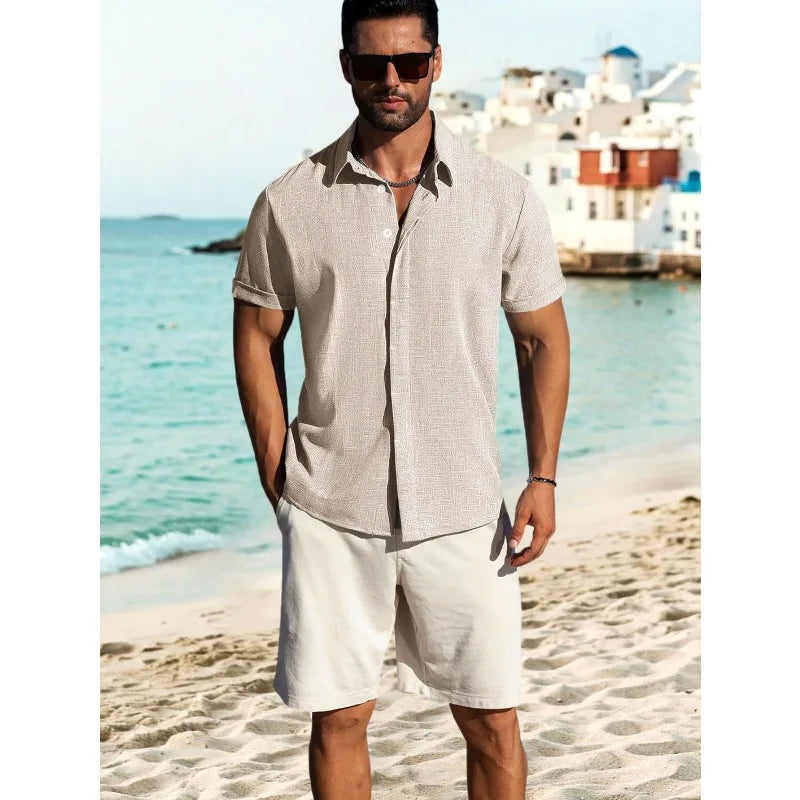2026 Quality Mens Short Sleeve Linen Shirts