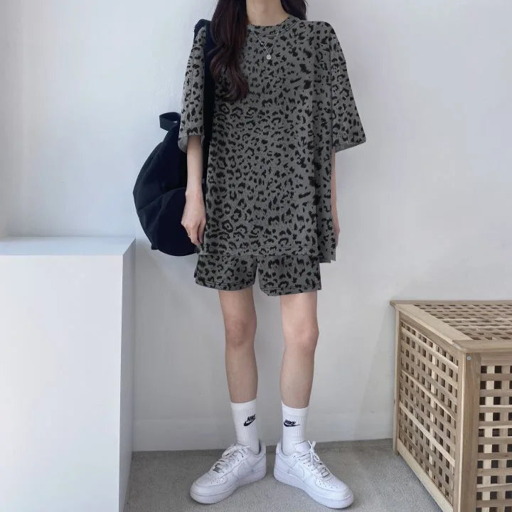 Women Loose T-Shirt Shorts Suit Set Casual Tie Dye