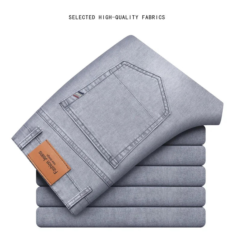Summer Thin Men's Elastic Cotton Jeans