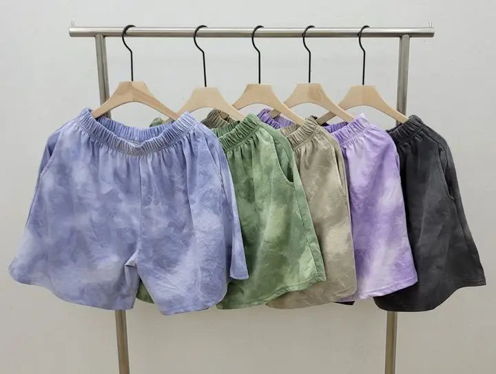 Women Loose T-Shirt Shorts Suit Set Casual Tie Dye