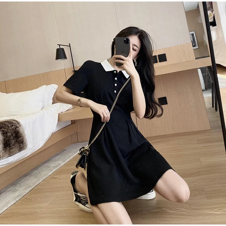 Women's Contrast Collar Polo Dress Summer