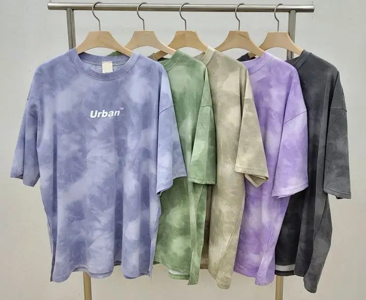 Women Loose T-Shirt Shorts Suit Set Casual Tie Dye