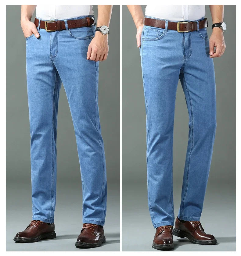 New Ice Silk Thin Denim Jeans For Men