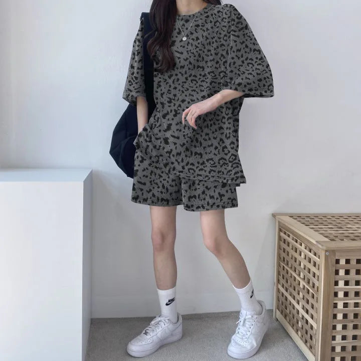 Women Loose T-Shirt Shorts Suit Set Casual Tie Dye
