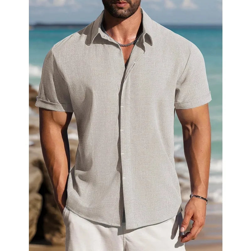 2026 Quality Mens Short Sleeve Linen Shirts