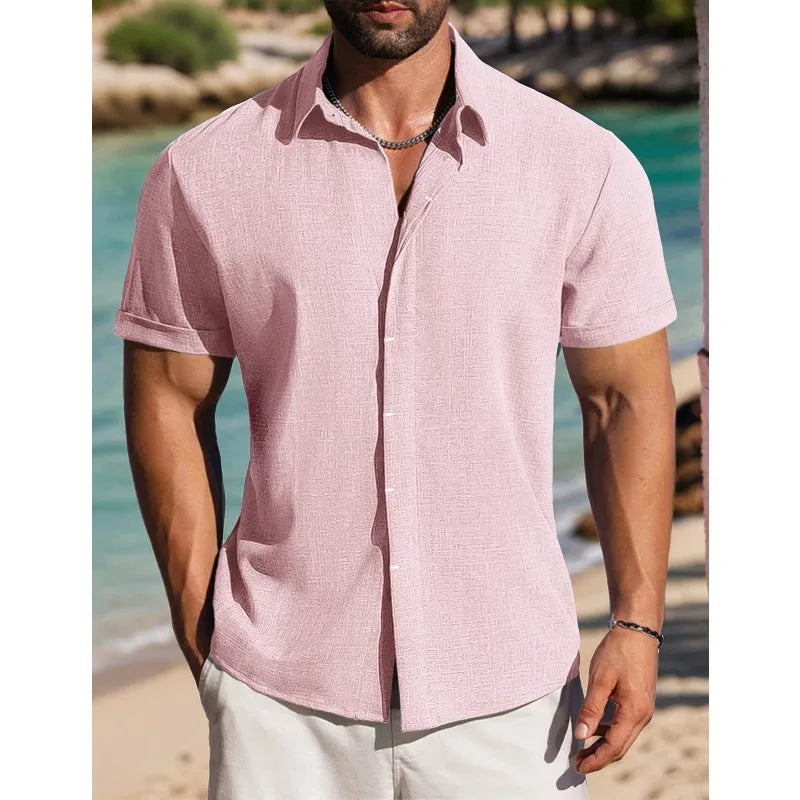 2026 Quality Mens Short Sleeve Linen Shirts