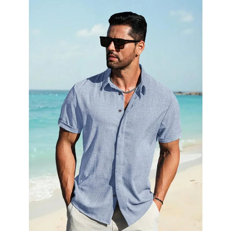 2026 Quality Mens Short Sleeve Linen Shirts