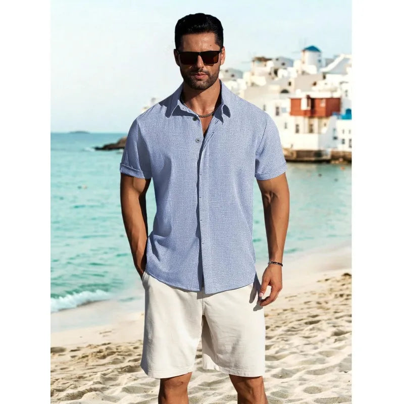 2026 Quality Mens Short Sleeve Linen Shirts