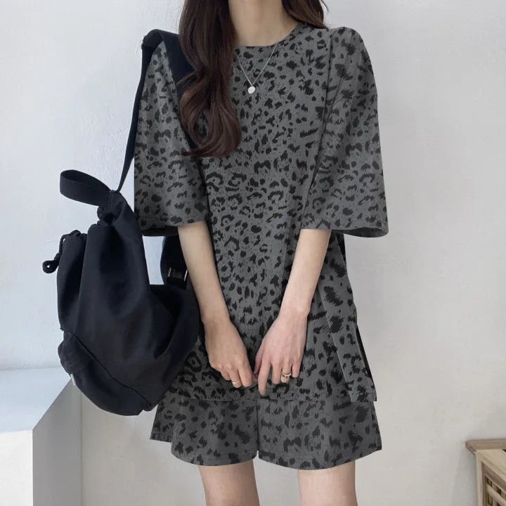 Women Loose T-Shirt Shorts Suit Set Casual Tie Dye