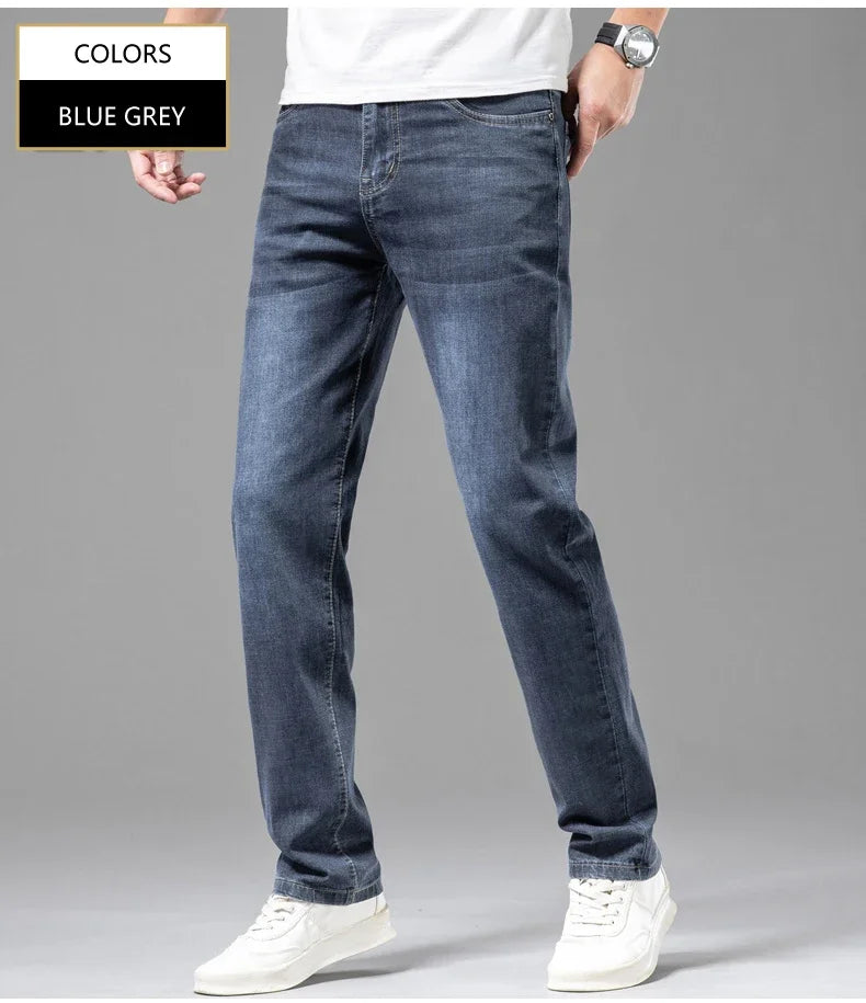 Summer Thin Men's Elastic Cotton Jeans