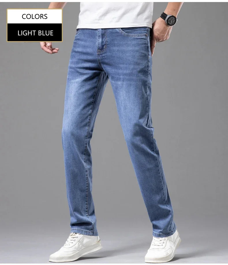 Summer Thin Men's Elastic Cotton Jeans