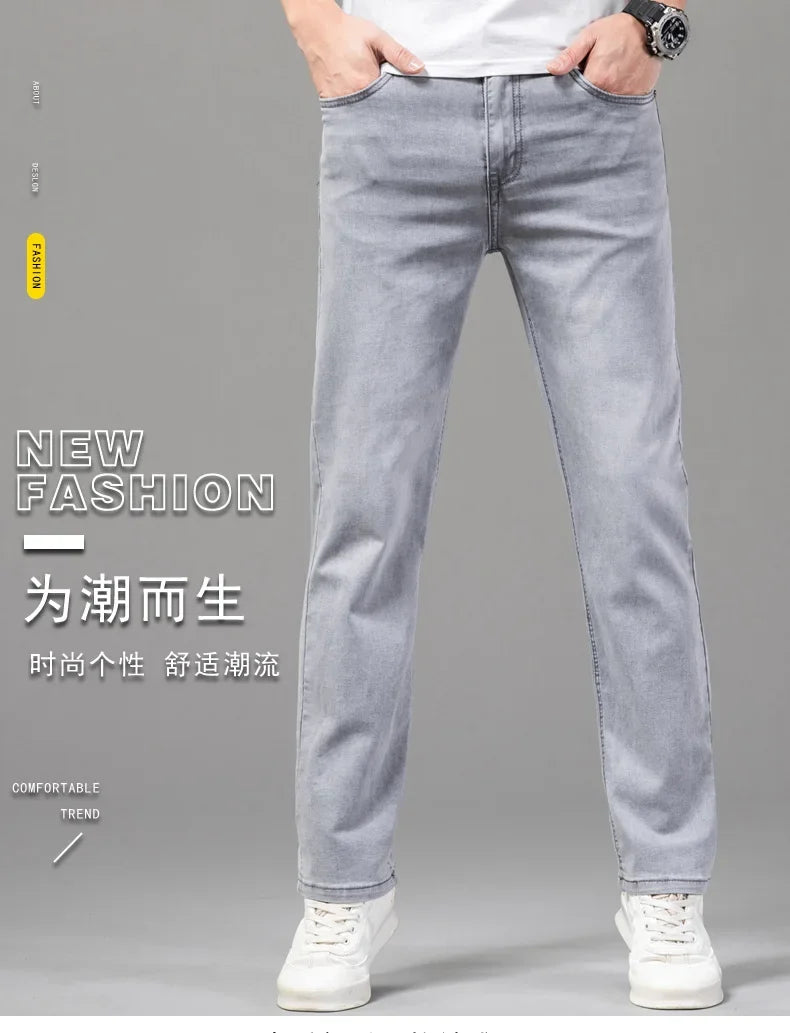 Summer Thin Men's Elastic Cotton Jeans