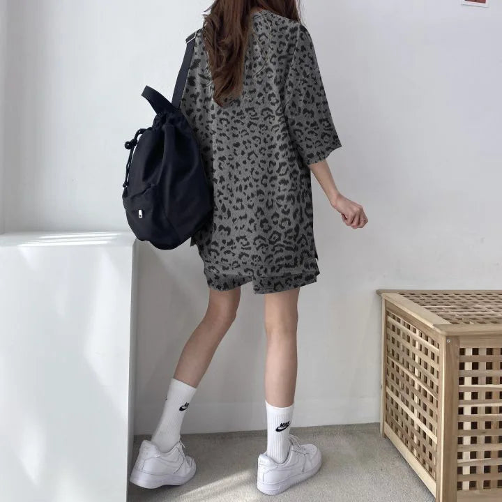 Women Loose T-Shirt Shorts Suit Set Casual Tie Dye